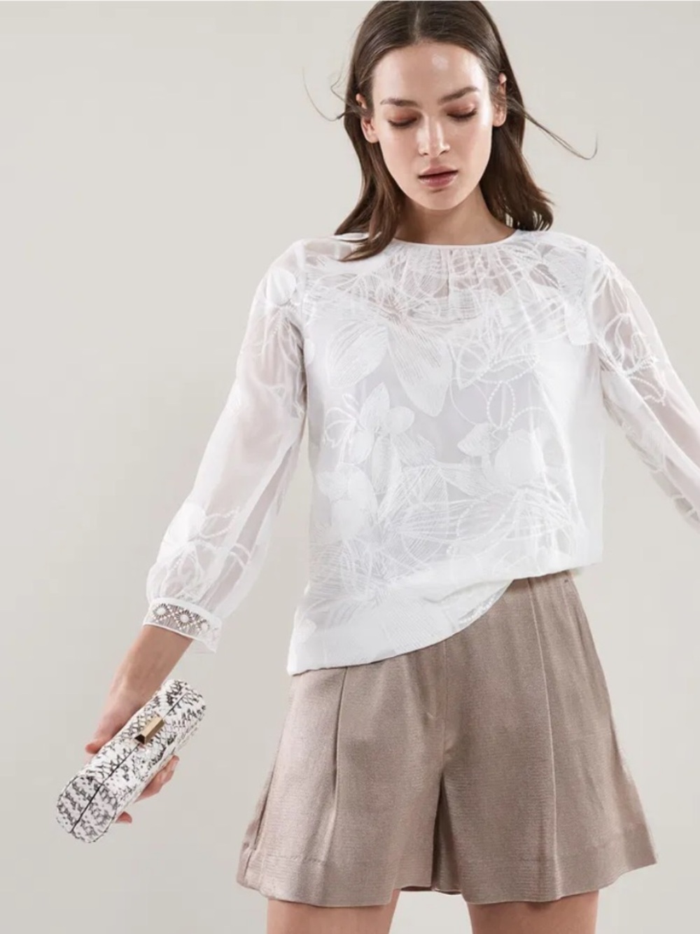 Reiss Rosie Floral Lace Blouse Ivory Size 4 - Picture 2 of 9